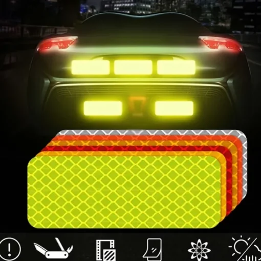 10Pcs Car Reflective Sticker Traffic Safety Night Warning Mark Car Reflective Strip Tape Luminous Car Bumper Reflective Decals
