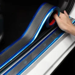 3Pcs Car Threshold Anti-stepping/Scratching Door Decor Bump Sticker Blue 1 Meter