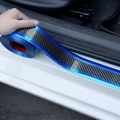 3Pcs Car Threshold Anti-stepping/Scratching Door Decor Bump Sticker Blue 1 Meter