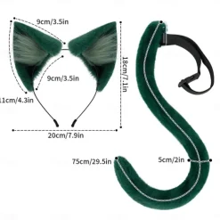 2Pcs Carnival Cats Dress up Kits Includes Cats Hairband Tail, Animal Cosplay Costume for Kid Carnival