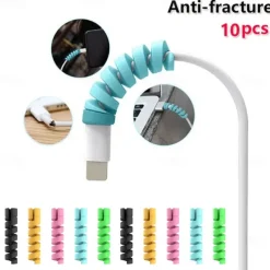 10pcs Charger Cable Saver Protector Spiral Tube Wire Management Organizer Protective Cord Sleeve For All Cell Phones Computers And Charger