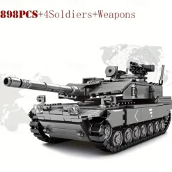 898pcs City SWAT Police Rotating Crawler Tank Model - Authentic Building Blocks with 4 Soldier Figures Weapon Accessories and Stacking Bricks for Creative Play Ideal Christmas Halloween and Birth