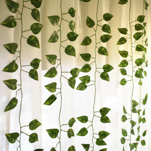 12Pcs 220Cm/87“ Artificial Plants Vine Wall Decor Wedding Party Decorative Artificial Leaves Greenery Artificial Hanging Plants For Wedding Wall Decor, Party Room Decor
