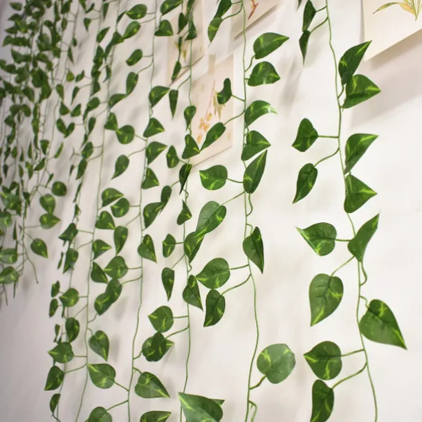 12Pcs 220Cm/87“ Artificial Plants Vine Wall Decor Wedding Party Decorative Artificial Leaves Greenery Artificial Hanging Plants For Wedding Wall Decor, Party Room Decor
