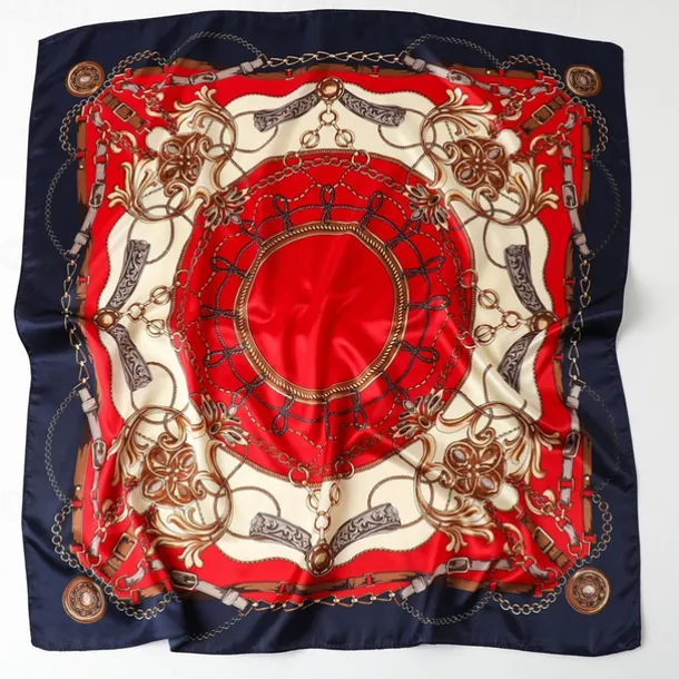 1pcs 90*90cm Fashion Chain Print Scarves Women Shawl Satin Hijab Female Bandana Square Ladies Foulard Wrap Pareo Headcloth