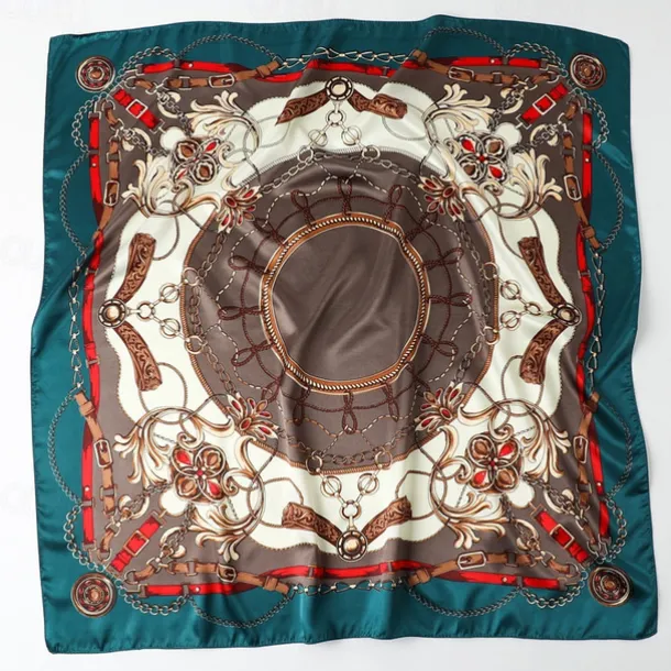 1pcs 90*90cm Fashion Chain Print Scarves Women Shawl Satin Hijab Female Bandana Square Ladies Foulard Wrap Pareo Headcloth