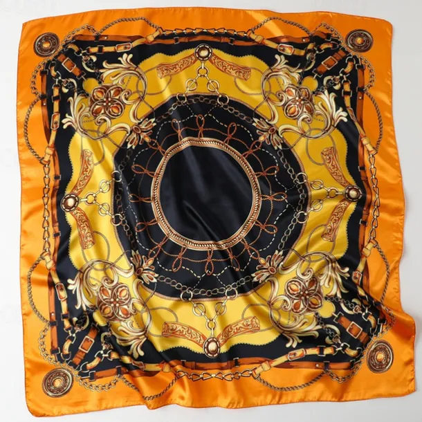 1pcs 90*90cm Fashion Chain Print Scarves Women Shawl Satin Hijab Female Bandana Square Ladies Foulard Wrap Pareo Headcloth