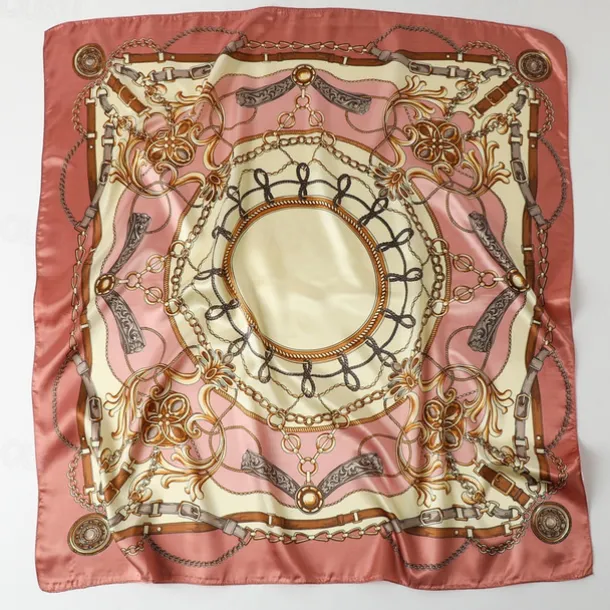 1pcs 90*90cm Fashion Chain Print Scarves Women Shawl Satin Hijab Female Bandana Square Ladies Foulard Wrap Pareo Headcloth