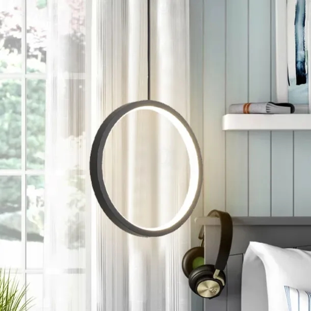 2pcs 20cm LED Pendant Light Circle Design Bedside Light Aluminum Painted Finishes Black White Frame for Bedroom Entry Dinning Room Modern 110-120V 220-240V 10W