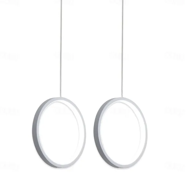 2pcs 20cm LED Pendant Light Circle Design Bedside Light Aluminum Painted Finishes Black White Frame for Bedroom Entry Dinning Room Modern 110-120V 220-240V 10W