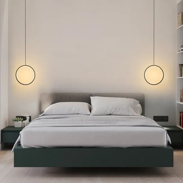 2pcs 20cm LED Pendant Light Circle Design Bedside Light Aluminum Painted Finishes Black White Frame for Bedroom Entry Dinning Room Modern 110-120V 220-240V 10W