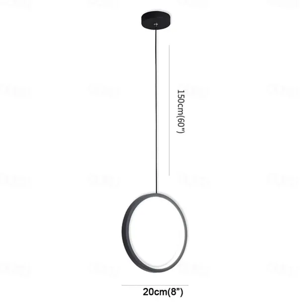 2pcs 20cm LED Pendant Light Circle Design Bedside Light Aluminum Painted Finishes Black White Frame for Bedroom Entry Dinning Room Modern 110-120V 220-240V 10W