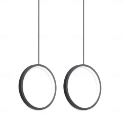 2pcs 20cm LED Pendant Light Circle Design Bedside Light Aluminum Painted Finishes Black White Frame for Bedroom Entry Dinning Room Modern 110-120V 220-240V 10W