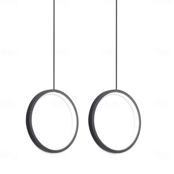 2pcs 20cm LED Pendant Light Circle Design Bedside Light Aluminum Painted Finishes Black White Frame for Bedroom Entry Dinning Room Modern 110-120V 220-240V 10W