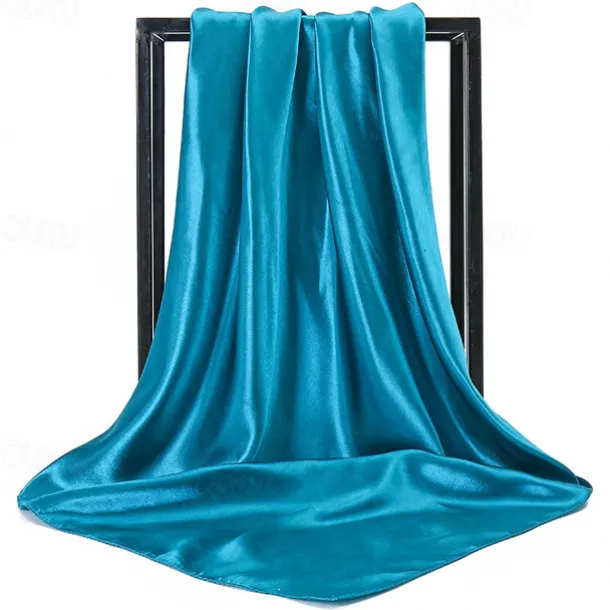 1pcs 90*90cm Solid Colors Neckerchief Hijab Scarf For Women Silk Satin Headband Hair Scarves Female Square Shawls Head Scarfs For Ladies