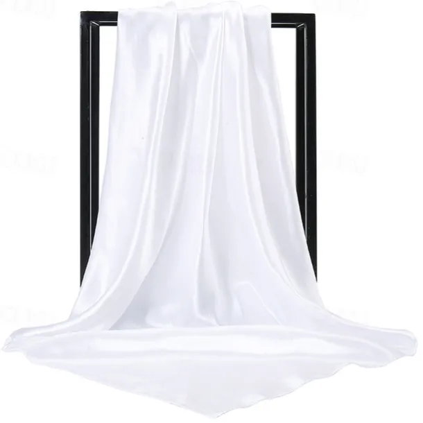 1pcs 90*90cm Solid Colors Neckerchief Hijab Scarf For Women Silk Satin Headband Hair Scarves Female Square Shawls Head Scarfs For Ladies