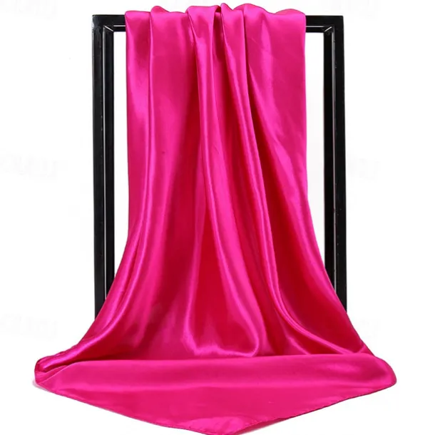 1pcs 90*90cm Solid Colors Neckerchief Hijab Scarf For Women Silk Satin Headband Hair Scarves Female Square Shawls Head Scarfs For Ladies