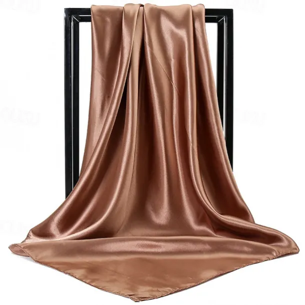 1pcs 90*90cm Solid Colors Neckerchief Hijab Scarf For Women Silk Satin Headband Hair Scarves Female Square Shawls Head Scarfs For Ladies
