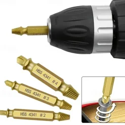 6pcs Damaged Screw Extractor Set Double Head Screw Remover Tools for Easy Out Bolt Extractor & Broken Head Screw Removers - High Speed Steel