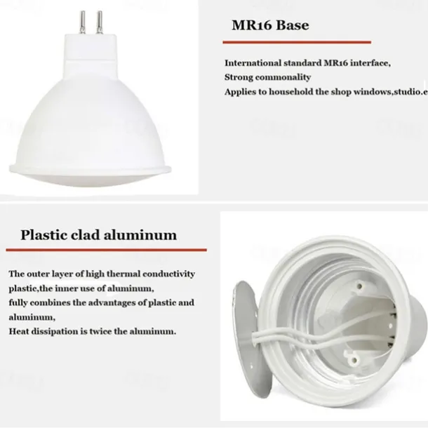 10pcs Dimmable MR16 Bulb Spotlight Lampada LED AC/DC 12V Bombillas Spot Light Replace The 50W Halogen Lamp Home Derection