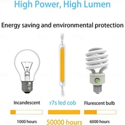 1Pcs Dimmable R7S COB LED Bulbs 7W J Type 118MM Double Ended LED Lights 70W Halogen Equivalent 220-240V T3 R7S Base Equivalent Floodlight Replacement for Garage Speciality Lighting Floor Lamps