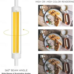 1Pcs Dimmable R7S COB LED Bulbs 7W J Type 118MM Double Ended LED Lights 70W Halogen Equivalent 220-240V T3 R7S Base Equivalent Floodlight Replacement for Garage Speciality Lighting Floor Lamps