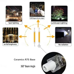 1Pcs Dimmable R7S COB LED Bulbs 7W J Type 118MM Double Ended LED Lights 70W Halogen Equivalent 220-240V T3 R7S Base Equivalent Floodlight Replacement for Garage Speciality Lighting Floor Lamps
