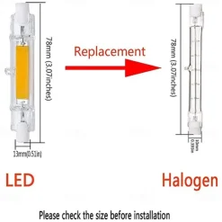 1Pcs Dimmable R7S COB LED Bulbs 3W J Type 78MM Double Ended LED Lights 30W Halogen Equivalent 220-240V T3 R7S Base Equivalent Floodlight Replacement for Garage Speciality Lighting Floor Lamps