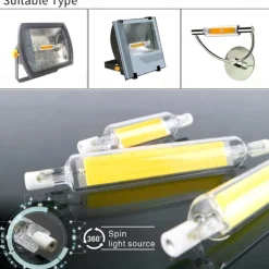 1Pcs Dimmable R7S COB LED Bulbs 3W J Type 78MM Double Ended LED Lights 30W Halogen Equivalent 220-240V T3 R7S Base Equivalent Floodlight Replacement for Garage Speciality Lighting Floor Lamps