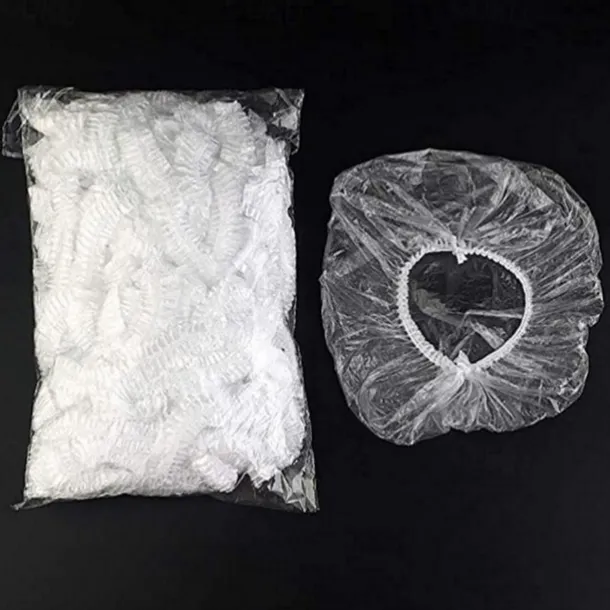 100pcs Disposable Shower Caps,Multi-Purpose Thickening Elastic Bath Cap Plastic Waterproof Clear Shower Caps Bath Shower Hair Caps Women Spa,Home Use, Hotel and Hair Salon, Portable Travel