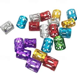 20Pcs Dreadlock Beads Adjustable Hair Braid Cuff Clip 8Mm Hole Golden Silver Mixed Color Hair Jewelry Hair Jewels for Braids