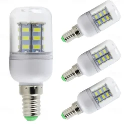 4pcs E14 E27 LED Corn Light Bulbs 3W 12V 5730 SMD 24 LEDs Bulb Lamps White Warm White for Home Office Bar Ceiling Light Wall Lamp
