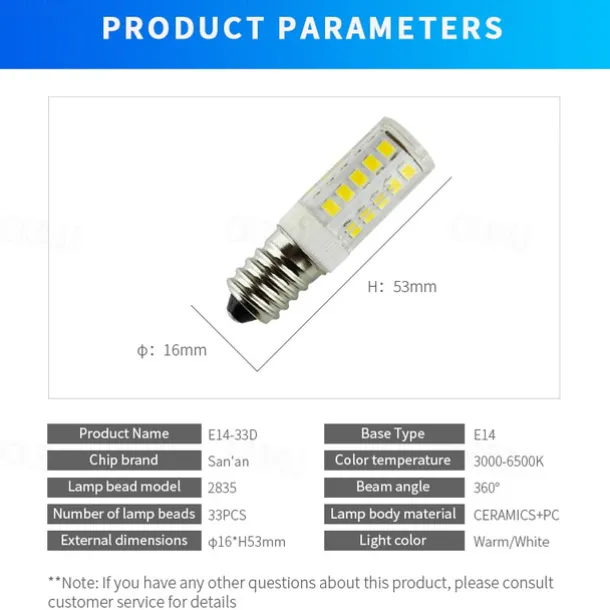 6pcs E14 LED Corn Lights 180Lumens 3W 33 LED Beads SMD 2835 Warm White White 110V.220V