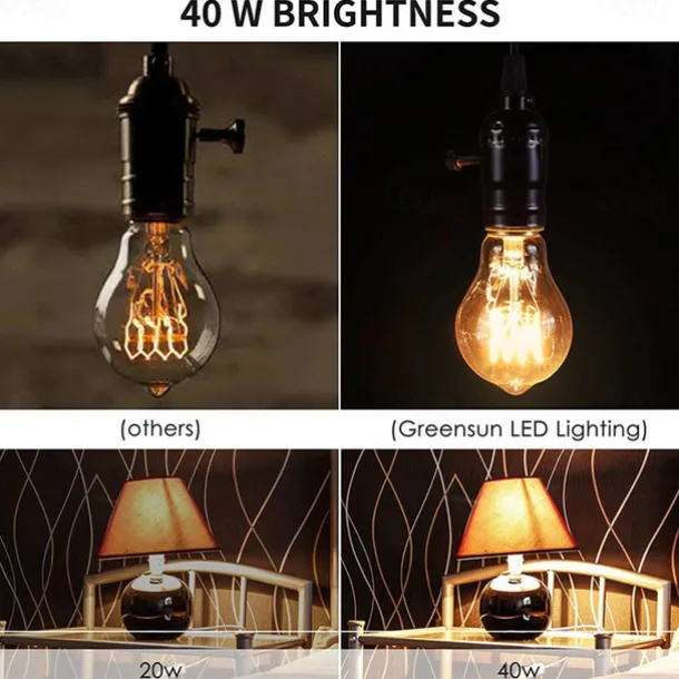 6pcs Edison Vintage Classics Incandescent Light Bulb Dimmable A19 40W E27 Decorative Bulbs for Wall Sconces Ceiling Light 220-240V