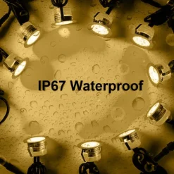 10PCS Embedded LED Deck Lights - Multi-Mode Tri-Color with RF Remote, IP67 Waterproof Ground Outdoor Landscape Lights for Outdoor Patio, Stairs and Pool