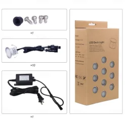 10PCS Embedded LED Deck Lights - Multi-Mode Tri-Color with RF Remote, IP67 Waterproof Ground Outdoor Landscape Lights for Outdoor Patio, Stairs and Pool