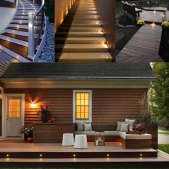 10PCS Embedded LED Deck Lights - Multi-Mode Tri-Color with RF Remote, IP67 Waterproof Ground Outdoor Landscape Lights for Outdoor Patio, Stairs and Pool