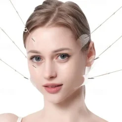 40PCS Face Lift Tapes Sticker With 8 Fixed Rope, Instant V-shape Face Lift Bands, Face Lifting Tapes Double Chin Reducer Face Wrinkle Patches