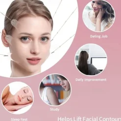 40PCS Face Lift Tapes Sticker With 8 Fixed Rope, Instant V-shape Face Lift Bands, Face Lifting Tapes Double Chin Reducer Face Wrinkle Patches