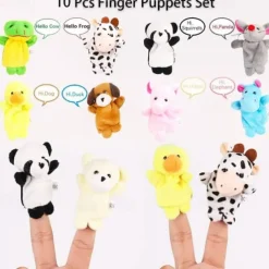 10Pcs Finger Puppets Set - Soft Plush Animals Finger Puppet Toys for Kids Mini Plush Figures Toy Assortment for Boys & Girls Party Favors for Shows Playtime Schools