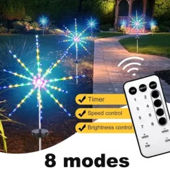 1/2pcs Firework Lights Outdoor Solar Christmas Garden Decorations Pathway Lights LED Decorative Meteor Horse Lamp Waterproof Star Lamp for Garden Lawn Landscape New Year Lights