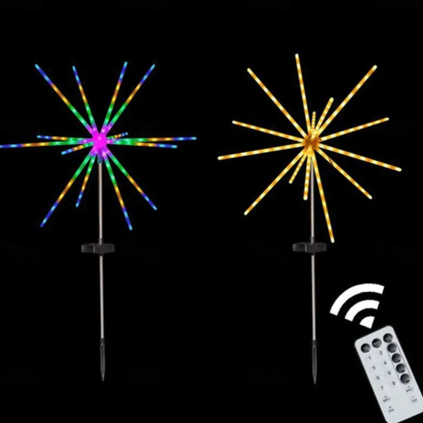 1/2pcs Firework Lights Outdoor Solar Christmas Garden Decorations Pathway Lights LED Decorative Meteor Horse Lamp Waterproof Star Lamp for Garden Lawn Landscape New Year Lights