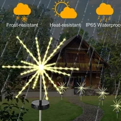 1/2pcs Firework Lights Outdoor Solar Christmas Garden Decorations Pathway Lights LED Decorative Meteor Horse Lamp Waterproof Star Lamp for Garden Lawn Landscape New Year Lights