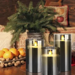 3pcs Flameless Candles Lights with Timer Battery Operated Flickering Candles Imitation Glass Candles with Remote for Romantic Ambiance and Home Decoration Durable Acrylic Shell