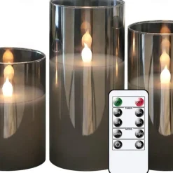 3pcs Flameless Candles Lights with Timer Battery Operated Flickering Candles Imitation Glass Candles with Remote for Romantic Ambiance and Home Decoration Durable Acrylic Shell