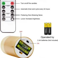 3pcs Flameless Candles Lights with Timer Battery Operated Flickering Candles Imitation Glass Candles with Remote for Romantic Ambiance and Home Decoration Durable Acrylic Shell