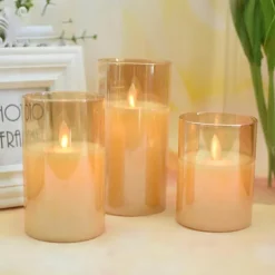 3pcs Flameless Candles Lights with Timer Battery Operated Flickering Candles Imitation Glass Candles with Remote for Romantic Ambiance and Home Decoration Durable Acrylic Shell