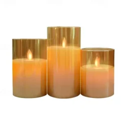 3pcs Flameless Candles Lights with Timer Battery Operated Flickering Candles Imitation Glass Candles with Remote for Romantic Ambiance and Home Decoration Durable Acrylic Shell