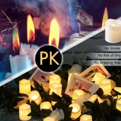 24Pcs Flameless LED Candle Creative Wishing Led Tea Light Warm White Flameless Candle Halloween Christmas Decor Candle Light