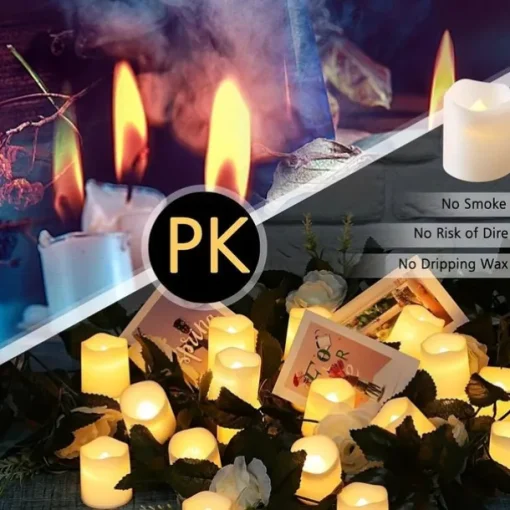 24Pcs Flameless LED Candle Creative Wishing Led Tea Light Warm White Flameless Candle Halloween Christmas Decor Candle Light